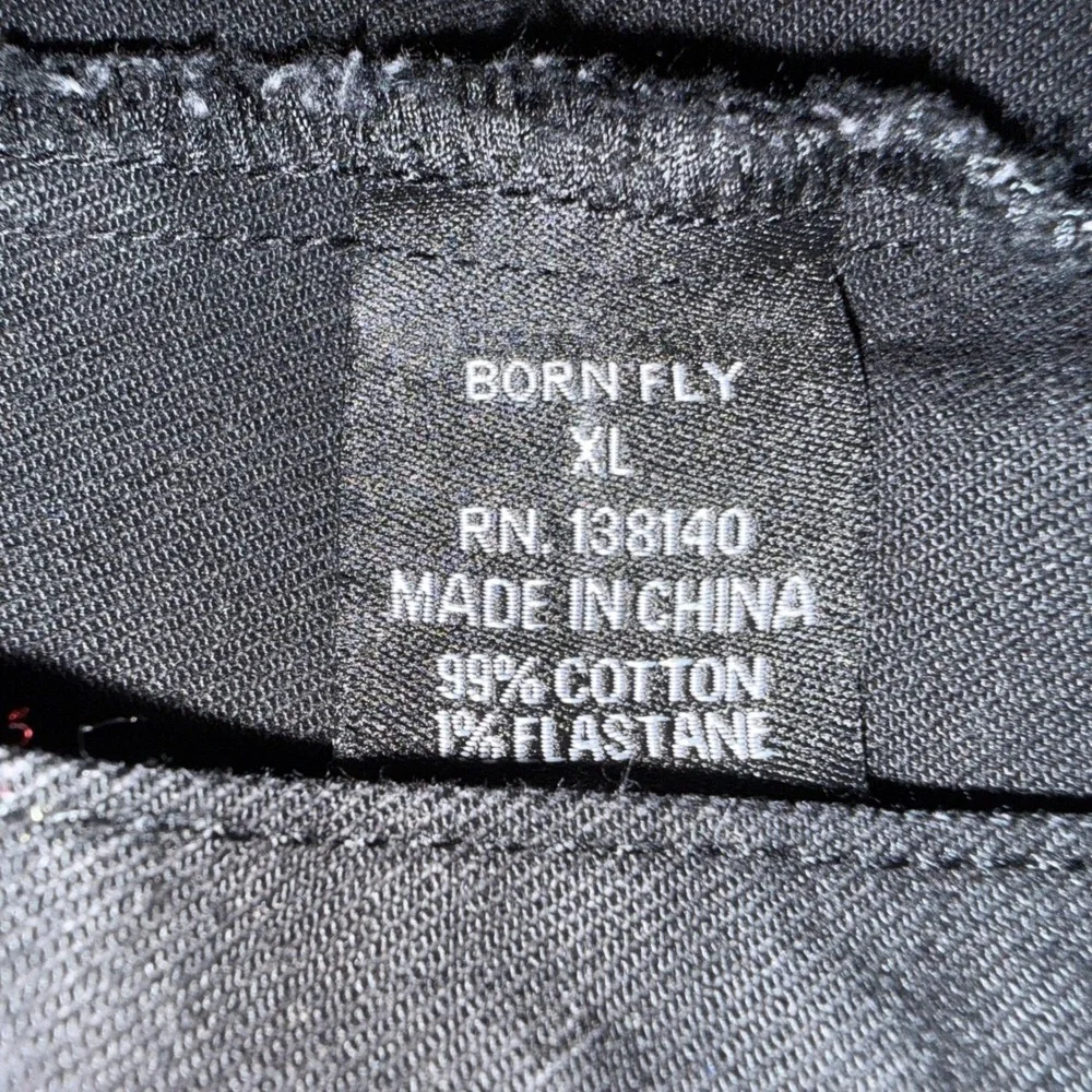Born Fly Denim Jacket Mens XL Black Acid Wash Graphic Patch Streetwear Trucker